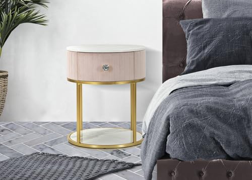 Comodino Bibbona, Comò Basso, Tavolino da Notte, Mensola da letto, 42x42 h48 cm, Rosa e Bianco Comodino Bibbona, Comò Basso, Tavolino da Notte, Mensola da letto, 42x42 h48 cm, Rosa e Bianco von Dmora