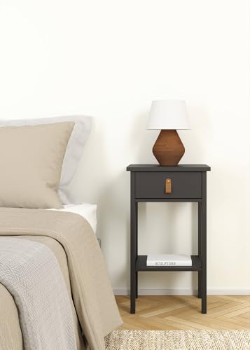 Dmora - Nachttisch Maxine, Niedrige Kommode, Tisch, Multifunktionaler Nachttisch, 40x34 h70 cm, Schwarz von Dmora