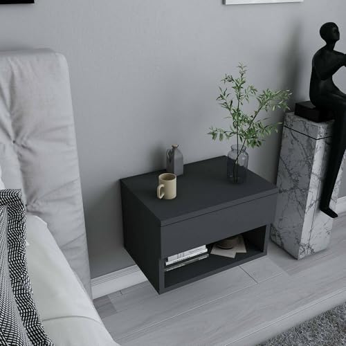 Dmora - Nachttisch Pleiades, Niedrige Kommode, Tisch, Multifunktionaler Nachttisch, 45x29h32 cm, Anthrazit Dmora - Nachttisch Pleiades, Niedrige Kommode, Tisch, Multifunktionaler Nachttisch, 45x29h32 cm, Anthrazit von Dmora