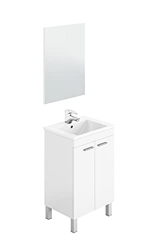Dmora - Naperville Waschtischunterschrank, Badezimmerschrank, 2-türiger Kleiderschrank mit Spiegel, Waschbecken nicht im Lieferumfang enthalten, 50x40h80 cm, Weiß Dmora - Naperville Waschtischunterschrank, Badezimmerschrank, 2-türiger Kleiderschrank mit Spiegel, Waschbecken nicht im Lieferumfang enthalten, 50x40h80 cm, Weiß von Dmora