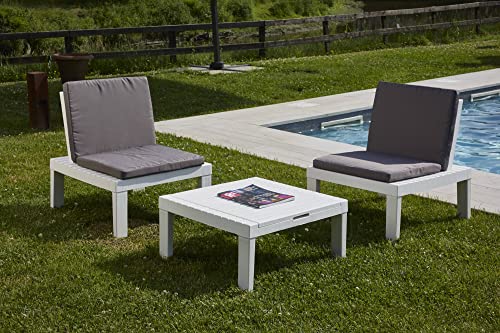Dmora - Outdoor-Lounge-Set Cervia, Gartenset mit 2 Sitzen mit Rückenlehne und 1 Multifunktionsmodul, Sitzecke mit Kissen, 100 % Made in Italy, Weiß von Dmora