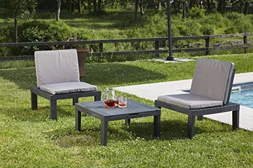 Dmora - Outdoor-Lounge-Set Cervia, Gartenset mit 2 Sitzen mit Rückenlehne und einem Multifunktionsmodul, Sitzecke mit Kissen, 100 % Made in Italy, Weiß von Dmora