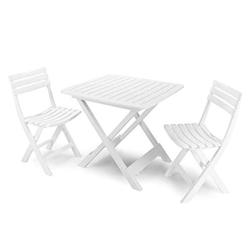 Dmora Outdoor-Set bestehend aus: 2 Stühlen und 1 Tisch, Made in Italy, Farbe weiß von Dmora
