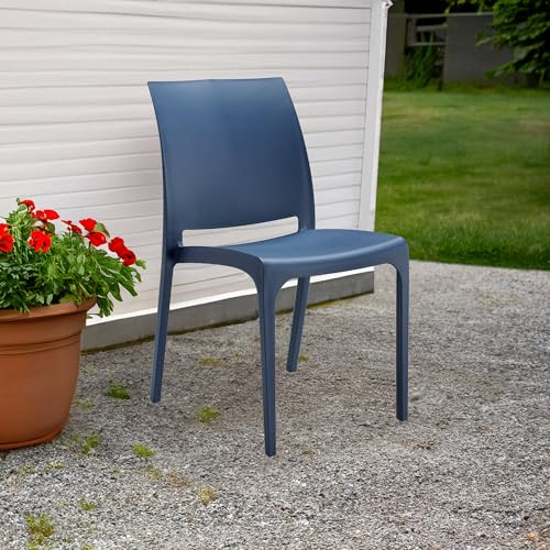 Dmora - Gartenstuhl Miranda, Gartensitz, Outdoor-Stuhl, Outdoor-Sessel, Made in Italy, 54x46 h80 cm, Blau von Dmora