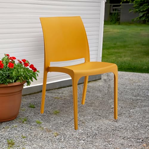 Dmora - Gartenstuhl Miranda, Gartensitz, Outdoor-Stuhl, Outdoor-Sessel, Made in Italy, 54x46 h80 cm, Gelb von Dmora