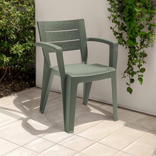 Dmora - Gartenstuhl Oberon, Gartensitz, Outdoor-Stuhl, Outdoor-Sessel, Made in Italy, 60x58 h79 cm, Grün von Dmora