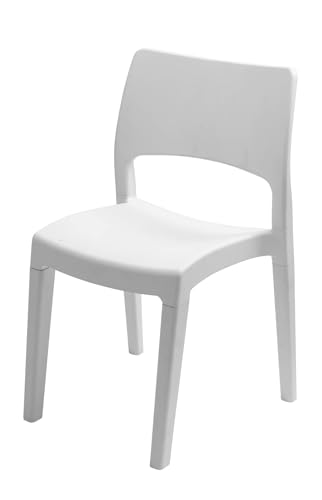 Dmora - Outdoor-Stuhl Tropea, Stuhl für Esstisch, Outdoor-Sessel, Gartensitz, 100% Made in Italy, 50 x 51 x 82 cm, Weiß von Dmora