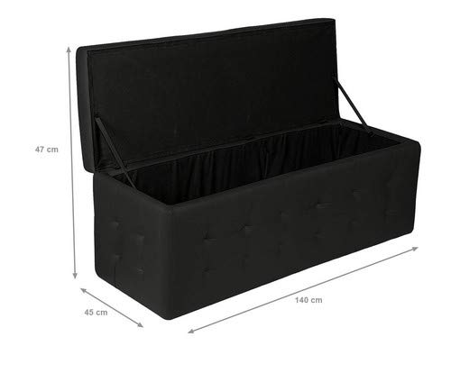 Dmora Pouf-Container aus Kunstleder, Farbe schwarz, Maße 140 x 47 x 45 cm von Dmora