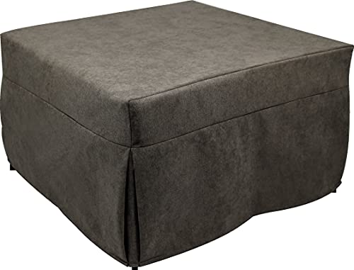 Dmora Puof in ein Einzelbett umwandelbar, Made in Italy, Klappbett, Pouf mit abnehmbarem, platzsparendem Stoff für das Wohnzimmer, cm 78x78 / 195h45, Braun von Talamo Italia