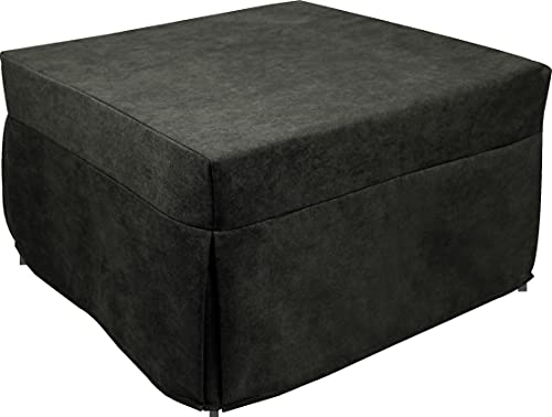 Dmora Puof in ein Einzelbett umwandelbar, Made in Italy, Klappbett, Pouf mit abnehmbarem, platzsparendem Stoff für das Wohnzimmer, cm 78x78 / 195h45, Grau von Talamo Italia