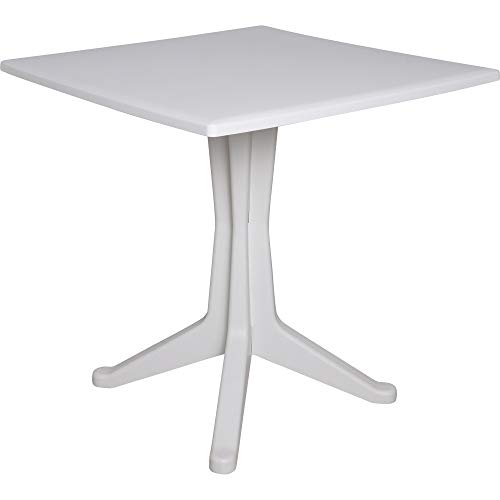 Dmora - Gartentisch Trani, Feststehender quadratischer Tisch, Mehrzweck-Gartentisch, 100 % Made in Italy, cm 70x70h72, weiß von Dmora