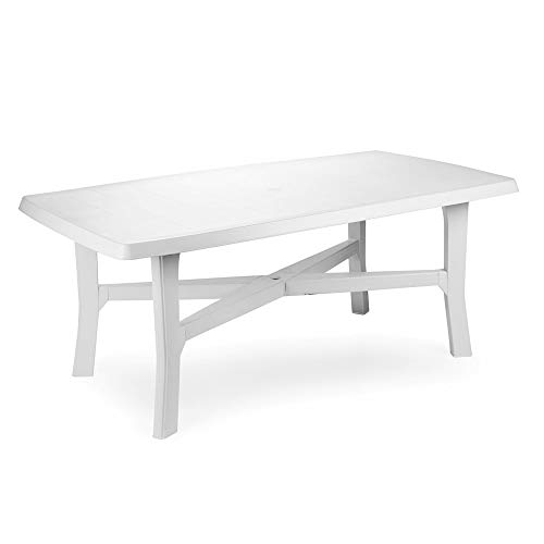 Dmora Rechteckiger Gartentisch, Made in Italy, 180x100x72 cm, Farbe Weiß von Dmora