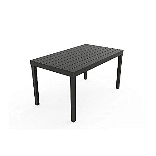Dmora - Außentisch Vasto, rechteckiges Esszimmerregal, Mehrzweck-Gartentisch für drinnen und draußen, 100 % Made in Italy, 138 x 78 x 72 cm, Anthrazit von Dmora