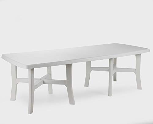 Dmora Rechteckiger ausziehbarer Gartentisch, Made in Italy, 160x100x72 cm (geschlossen), Farbe Weiß von Dmora