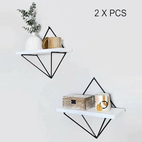 Set di 2 mensole Aurai, Scaffale, Ripiano a Muro, Scaffalatura multiuso, 22x14 h30 cm, Bianco e Nero von Dmora