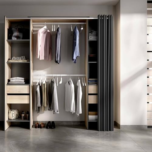 Dmora - Großer Kleiderschrank Resegone, Struktur für begehbaren Kleiderschrank, offener Kleiderbügel, 180 x 50 x 205 cm, Eiche und Anthrazit Dmora - Großer Kleiderschrank Resegone, Struktur für begehbaren Kleiderschrank, offener Kleiderbügel, 180 x 50 x 205 cm, Eiche und Anthrazit von Dmora