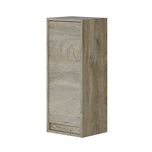 Dmora - Säule für das Badezimmer Pasadena, Säulenschrank für Badezimmer mit 1 Tür, Abgehängter Wandschrank, cm 30x26h74, Eiche von Dmora