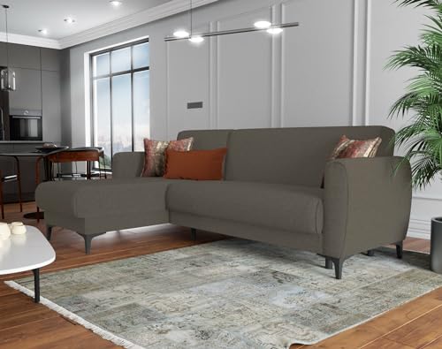 Dmora - Schlafsofa mit Halbinsel Angel, Wende-Ecksofa, Modernes Sofa mit Stauraum, Chaiselongue und 3 Kissen, 230 x 153 x 85 cm, Braun Dmora - Schlafsofa mit Halbinsel Angel, Wende-Ecksofa, Modernes Sofa mit Stauraum, Chaiselongue und 3 Kissen, 230 x 153 x 85 cm, Braun von Dmora