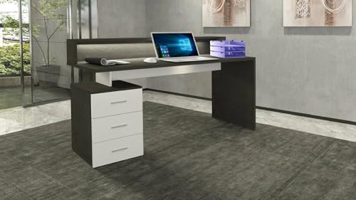 Dmora - Schreibtisch Alexandre, Schreibtisch mit Platte, Mehrzweck-Büroschreibtisch, Schreibtisch mit LED-Leuchten, 160x60h90 cm, Weiß und Schiefer Dmora - Schreibtisch Alexandre, Schreibtisch mit Platte, Mehrzweck-Büroschreibtisch, Schreibtisch mit LED-Leuchten, 160x60h90 cm, Weiß und Schiefer von Dmora