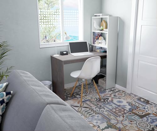 Dmora - Schreibtisch Denton, Wendeschreibtisch mit Bücherregal mit 5 Böden, Studier- oder Bürotisch für PC-Buchhalter, cm 120x53h144, Weiß und Oxid Dmora - Schreibtisch Denton, Wendeschreibtisch mit Bücherregal mit 5 Böden, Studier- oder Bürotisch für PC-Buchhalter, cm 120x53h144, Weiß und Oxid von Dmora