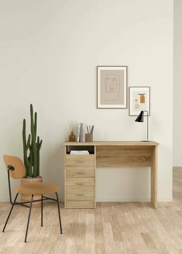 Dmora - Schreibtisch Rachel, Mehrzweckschreibtisch, B?rotisch f?r PC, Eckschreibtisch, 110x49 h76 cm, Eiche von Dmora