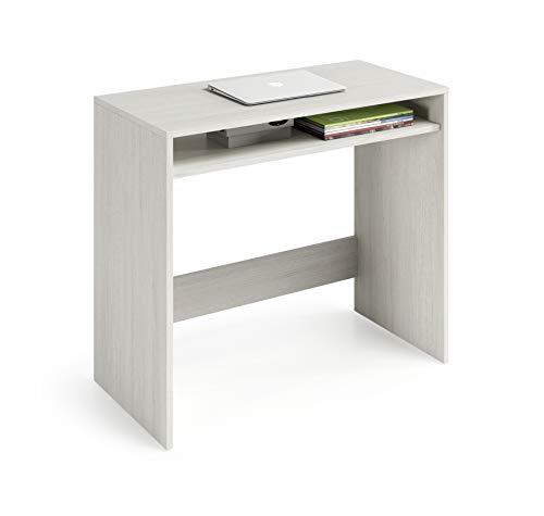 Dmora Schreibtisch mit fester Ablage unter dem Tisch, weiße Farbe mit poliertem Holzeffekt, Maße 79 x 87 x 43 cm von Dmora