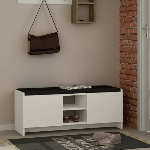 Dmora - Schuhschrank Algedi, Schuhregal, Mehrzweck-Eingangsgarderobe, Möbel für Schuhe, 110x37h43 cm, Weiß Dmora - Schuhschrank Algedi, Schuhregal, Mehrzweck-Eingangsgarderobe, Möbel für Schuhe, 110x37h43 cm, Weiß von Dmora