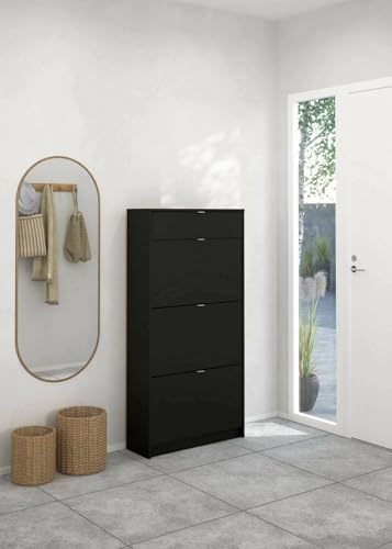 Dmora - Schuhschrank Apolline, Schuhregal, Mehrzweck-Eingangsgarderobe, Möbel für Schuhe, 70x24 h140 cm, Schwarz Dmora - Schuhschrank Apolline, Schuhregal, Mehrzweck-Eingangsgarderobe, Möbel für Schuhe, 70x24 h140 cm, Schwarz von Dmora