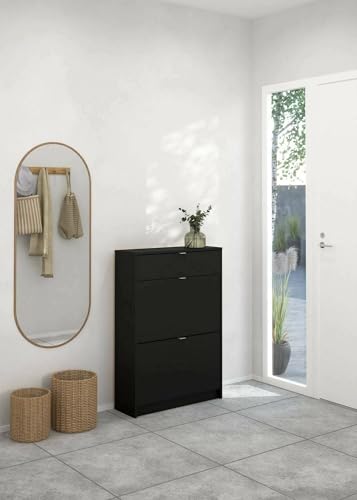 Dmora - Schuhschrank Edith, Schuhregal, Mehrzweck-Eingangsgarderobe, Möbel für Schuhe, 70x24 h101 cm, Schwarz Dmora - Schuhschrank Edith, Schuhregal, Mehrzweck-Eingangsgarderobe, Möbel für Schuhe, 70x24 h101 cm, Schwarz von Dmora