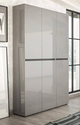 Dmora - Schuhschrank Paarl, Schuhregal, Mehrzweck-Eingangsgarderobe, Möbel für Schuhe, Made in Italy, 122x34h200 cm, Grau von Dmora