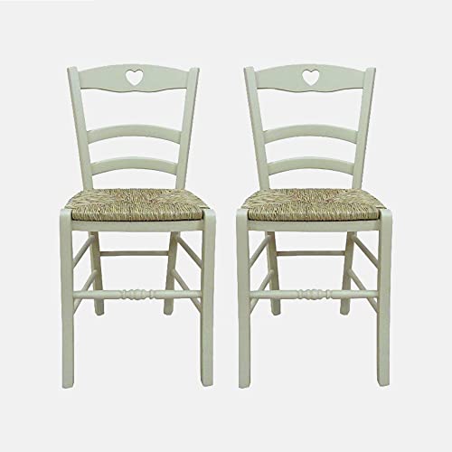 Dmora Set aus 2 klassischen Holzstühlen, für Esszimmer, Küche oder Wohnzimmer, Made in Italy, cm 45x47h88, Sitzhöhe cm 46, Sandfarbe von Dmora