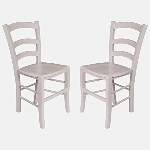 Dmora Set aus 2 klassischen Holzstühlen, für Esszimmer, Küche oder Wohnzimmer, Made in Italy, cm 46x42h87, Sitzhöhe cm 47, Farbe Weiß von Dmora