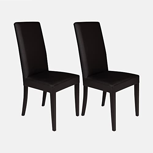 Dmora Set aus 2 klassischen Holzstühlen, für Esszimmer, Küche oder Wohnzimmer, Made in Italy, cm 46x55h99, Sitzhöhe cm 47, Farbe Schwarz von Dmora