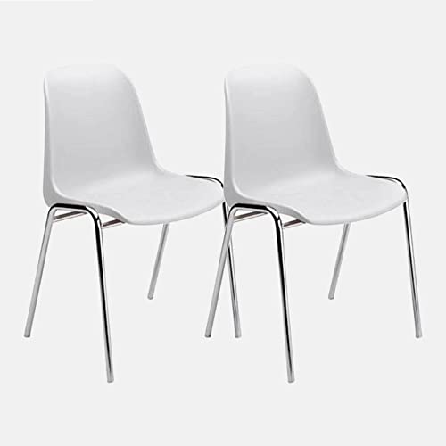 Dmora Set aus 2 modernen stapelbaren Stühlen aus Metall und Polypropylen, für Esszimmer, Küche oder Wohnzimmer, cm 57x49h78, weiße Farbe von Dmora