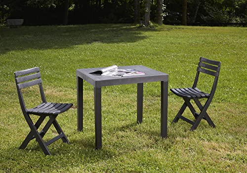 Dmora - Set für den Außenbereich Ortisei, Garten-Set mit 1 rechteckigen Tisch und 2 Klappstühlen, Indoor und Outdoor von Pic NIC, 100% Made in Italy, Anthrazit von Dmora