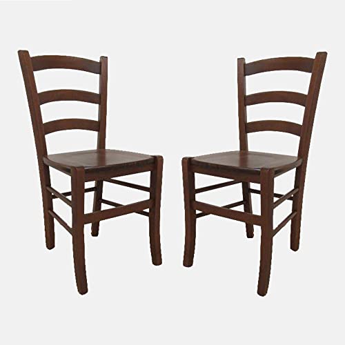 Dmora Set mit 2 klassischen Holzstühlen, für Esszimmer, Küche oder Wohnzimmer, Made in Italy, cm 44x45h87, Sitzhöhe cm 47, Nussbaumfarbe von Dmora
