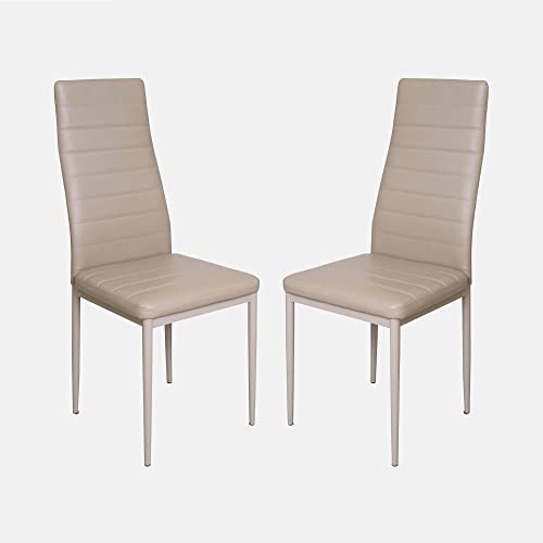Dmora Set mit 2 klassischen Stühlen aus Kunstleder, für Esszimmer, Küche oder Wohnzimmer, cm 46x41h97, Sitzhöhe cm 46, Sandfarbe von Dmora