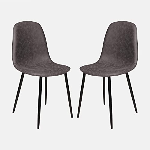 Dmora Set mit 2 modernen Stühlen aus Kunstleder, für Esszimmer, Küche oder Wohnzimmer, 56x45h87 cm, graue Farbe von Dmora