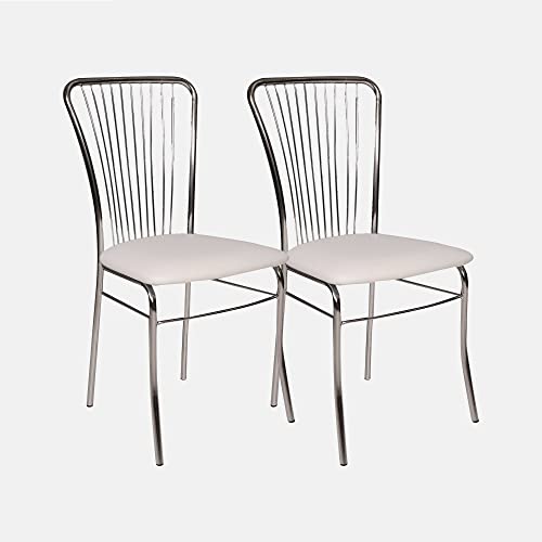 Dmora Set mit 2 modernen Stühlen aus Kunstleder, für Esszimmer, Küche oder Wohnzimmer, cm 54x45h93, weiße Farbe von Dmora