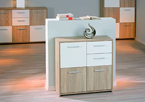 Dmora - Kommode Regensburg, Wohnzimmerbuffet, Wohnzimmer-Sideboard, Moderne Küchen-Speisekammer, 77x30 h77 cm, Weiß von Dmora