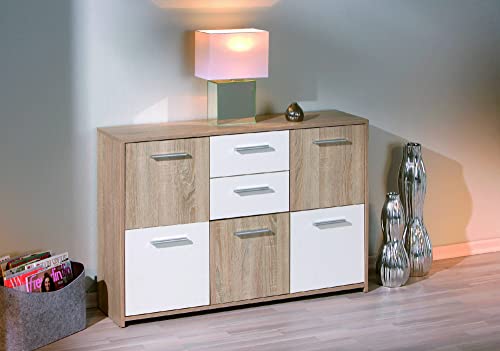 Dmora - Kommode Lubeck, Wohnzimmerbuffet, Wohnzimmer-Sideboard, Moderne Küchen-Speisekammer, 115x30 h77 cm, Weiß und Eiche Dmora - Kommode Lubeck, Wohnzimmerbuffet, Wohnzimmer-Sideboard, Moderne Küchen-Speisekammer, 115x30 h77 cm, Weiß und Eiche von Dmora