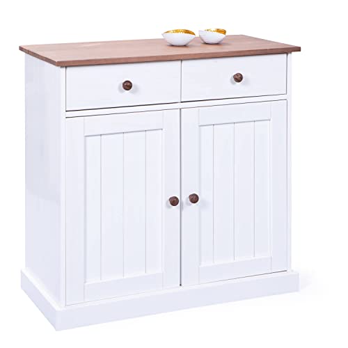 Dmora Sideboard mit zwei Türen und zwei Schubladen, weiß und braun, 90 x 86 x 45 cm. Dmora Sideboard mit zwei Türen und zwei Schubladen, weiß und braun, 90 x 86 x 45 cm. von Dmora