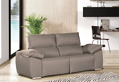 Dmora - Sofa Dume, 2-Sitzer-Sofa aus gepolstertem Stoff, Multipositions-Liegesofa, 160x80h95 cm, Anthrazit von Dmora