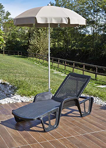 Dmora - Sonnenliege Milano, Verstellbarer Gartenliegestuhl mit Armlehnen, Sonnenliege für den Außenbereich, 100 % Made in Italy, Cm 192x71h100, Anthrazit von Dmora