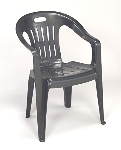 Dmora - Gartenstühle Bisceglie, Gartensitz, Für drinnen und draußen, Mit Armlehnen und stapelbar, Made in Italy, 56x55 h78 cm, Anthrazit Dmora - Gartenstühle Bisceglie, Gartensitz, Für drinnen und draußen, Mit Armlehnen und stapelbar, Made in Italy, 56x55 h78 cm, Anthrazit von Dmora