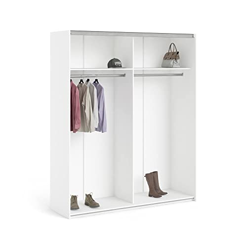 Dmora Struktur für Garderobenschrank, Begehbarer Kleiderschrank mit Kleiderstange, 182,4x59h220,4 cm, Farbe Weiß von Dmora