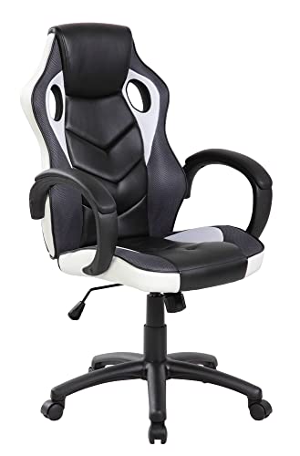 Dmora - Gaming-Stühl Caloundra, Gaming-Sessel für Erwachsene, Schreibtischstuhl, cm 66x61h104/114, Schwarz und Weiss Dmora - Gaming-Stühl Caloundra, Gaming-Sessel für Erwachsene, Schreibtischstuhl, cm 66x61h104/114, Schwarz und Weiss von Dmora
