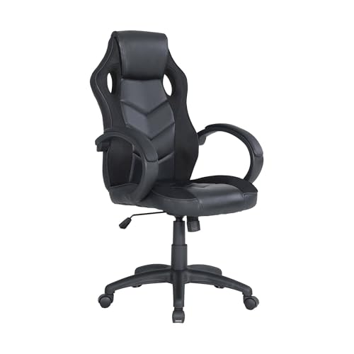 Dmora - Stuhl mit Rädern Caloundra, Gaming-Sessel für Erwachsene, Schreibtischstuhl, 66x61h104/114 cm, Schwarz Dmora - Stuhl mit Rädern Caloundra, Gaming-Sessel für Erwachsene, Schreibtischstuhl, 66x61h104/114 cm, Schwarz von Dmora