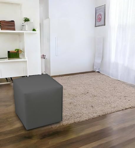Talamo Italia - Pouf Acerbo, Mehrzwecksessel, Sitzsack, Hockerhocker, Made in Italy, 40x40 h42 cm, Dunkelgrau von Talamo Italia