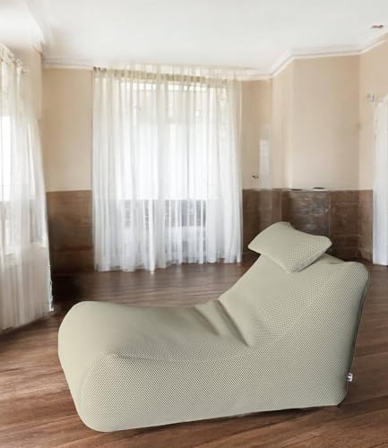 Talamo Italia - Pouf Abuli, Mehrzwecksessel, Sitzsack, Hockerhocker, Made in Italy, 70x120 h65 cm, Beige von Talamo Italia